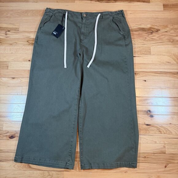 NWT Paige Carly High-Rise Wide-Leg Jeans Ivy Green Women's Size 20W MSRP $225 - Picture 2 of 11